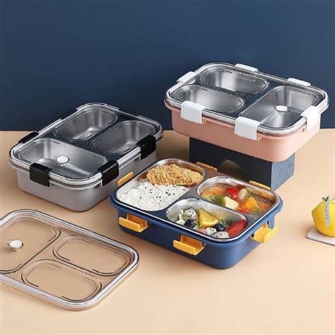 3 compartment stainless steel lunch box for kids|durable lunch boxes for kids.